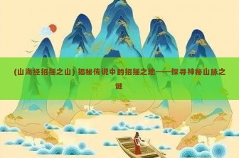 (山海经招摇之山) 揭秘传说中的招摇之地——探寻神秘山脉之谜