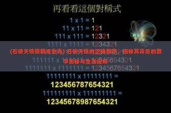 (石破天惊猜精准生肖) 石破天惊的正确数字，揭秘其背后的数学奥秘与生活应用