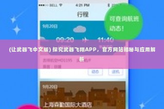 (让武器飞中文版) 探究武器飞翔APP，官方网站揭秘与应用解析