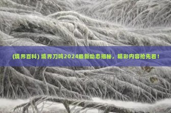 (境界百科) 境界刀鸣2024最新动态揭秘，精彩内容抢先看！