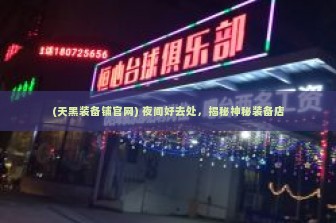 (天黑装备铺官网) 夜间好去处，揭秘神秘装备店