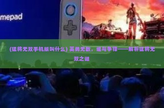 (猛将无双手机版叫什么) 英勇无敌，谁与争锋——解析猛将无双之谜